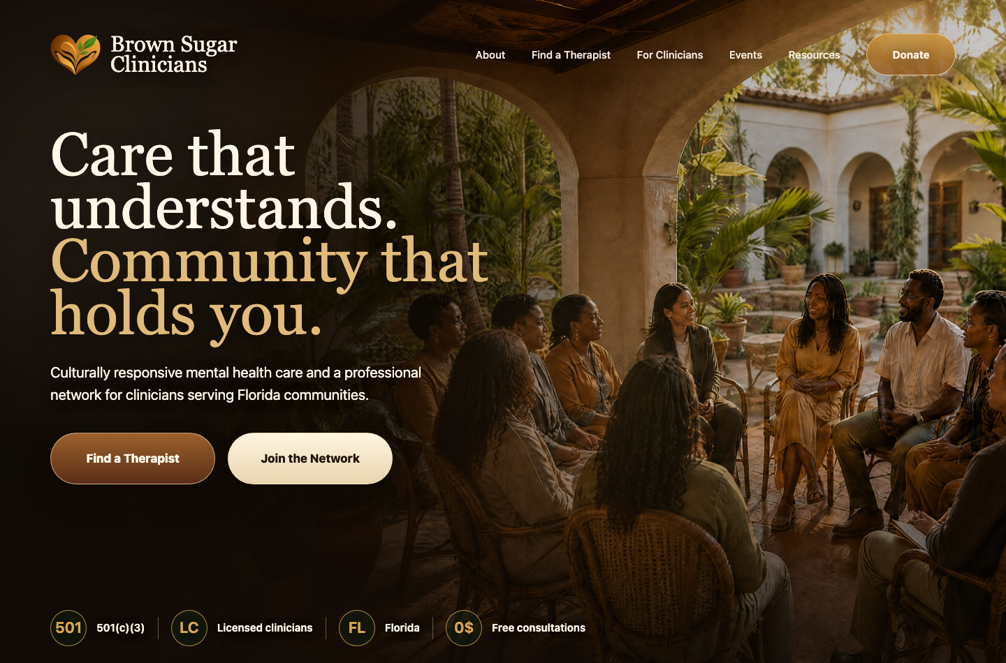 Brown Sugar Clinicians homepage preview screenshot