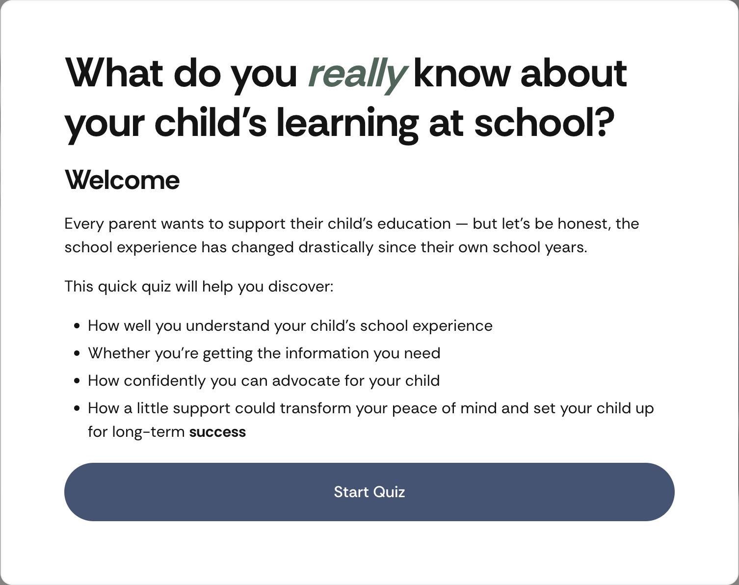 Ask Ms. Ivey parent quiz welcome screen