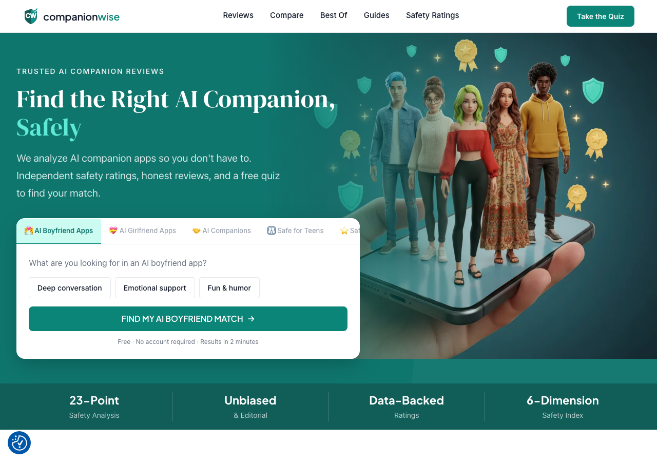 CompanionWise homepage screenshot